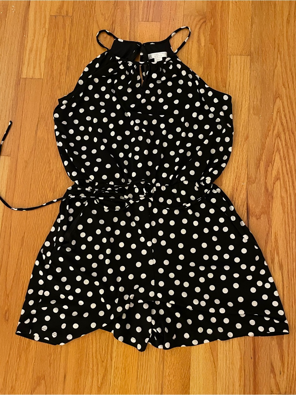 Black Polka Dot Halter Romper
